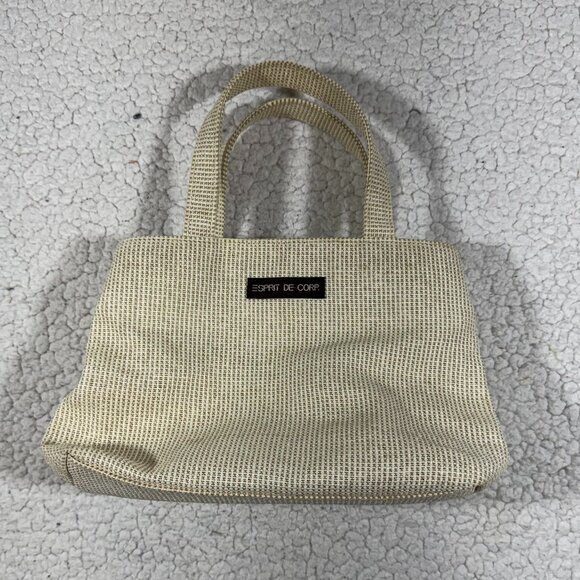 Esprit 1990s Y2K Vintage Raffia Mini Tote Bag Magnetic Closure Cottagecore - Picture 1 of 9
